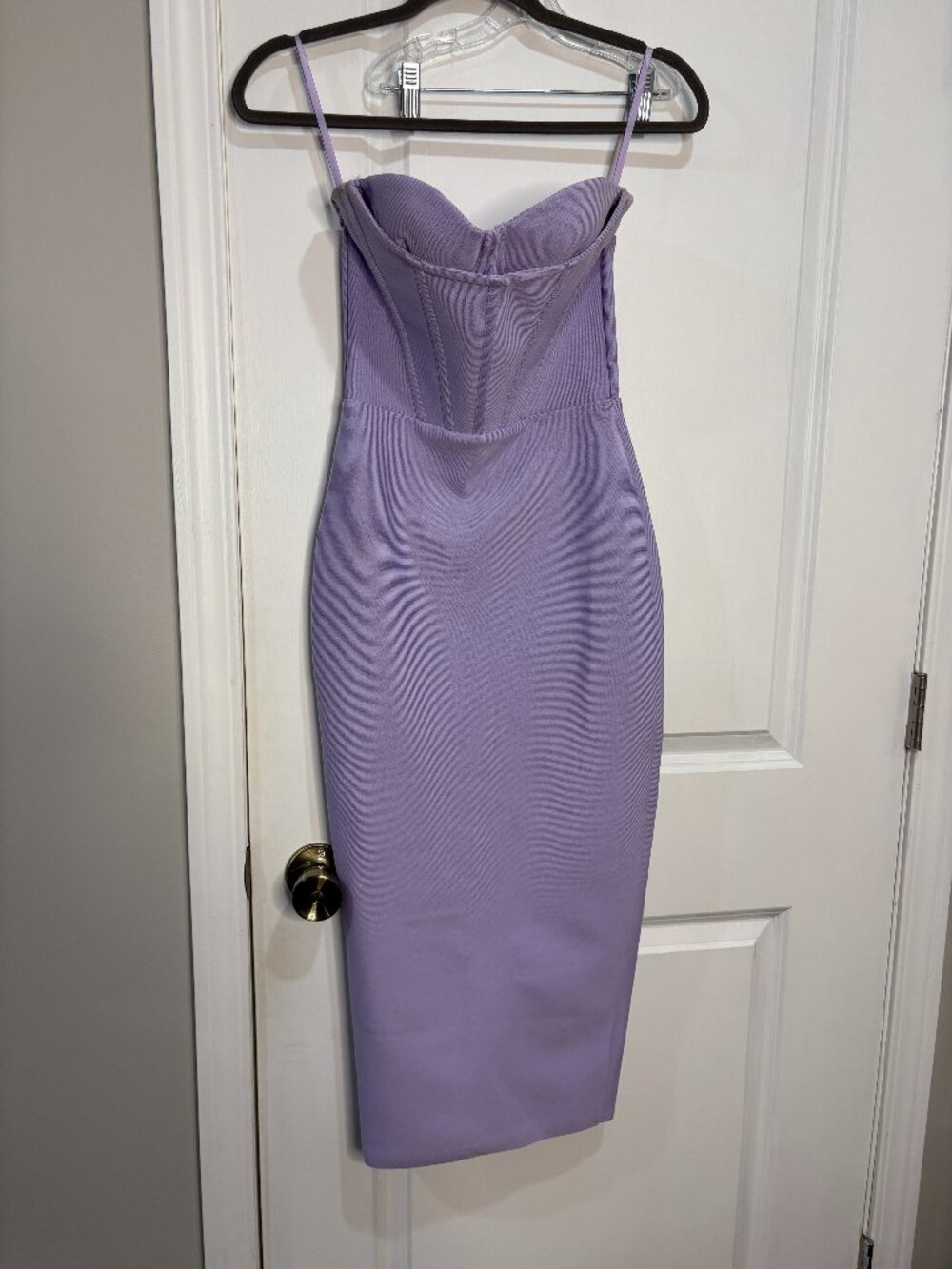 Purple Knit Strapless Midi Dress Size XS